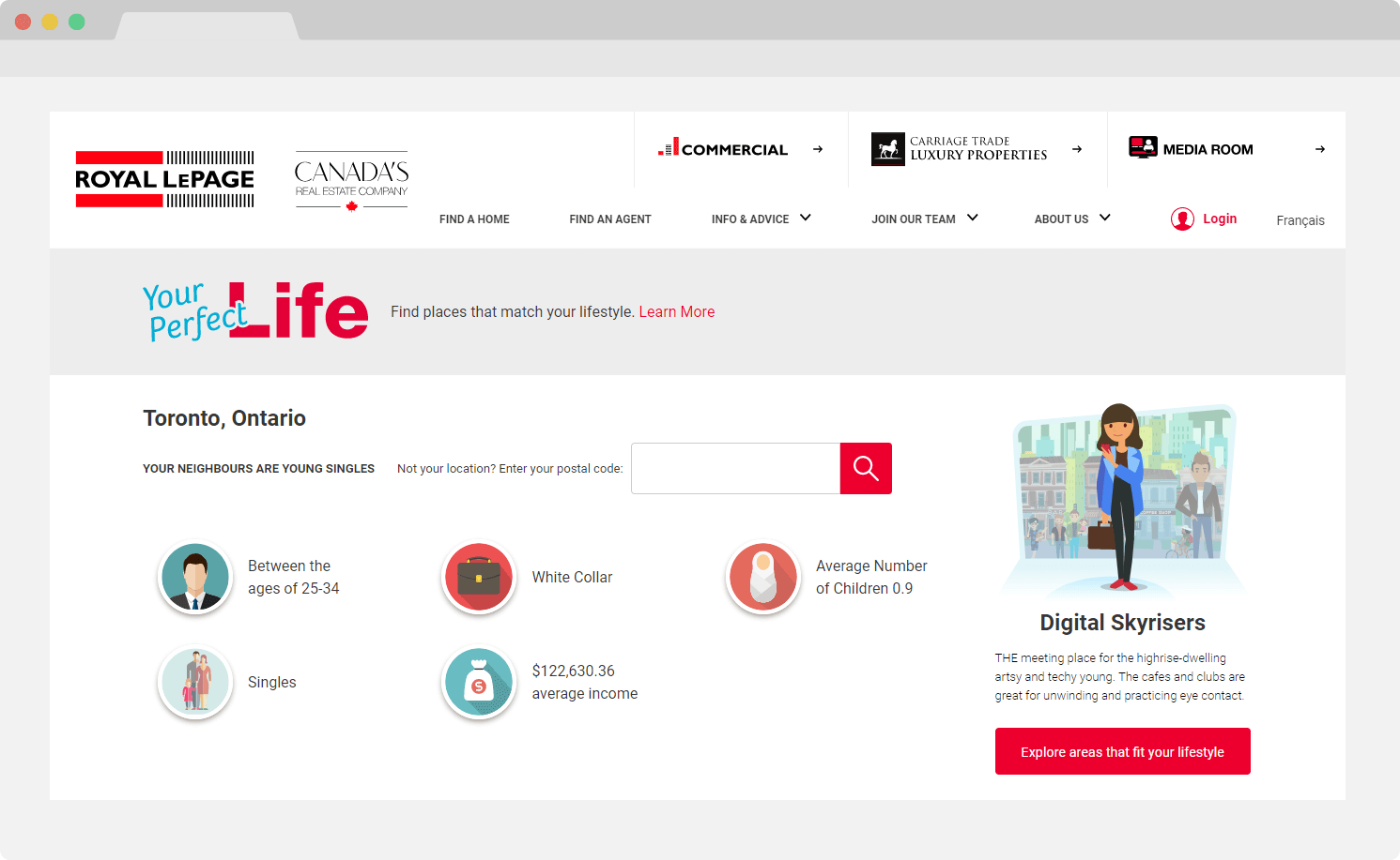 Your Perfect Life allows users to “dial in” a variety of lifestyles to learn more about areas that match their criteria